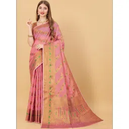 VS MALL Woven Design Zari Pure Cotton Banarasi Saree-picture-26