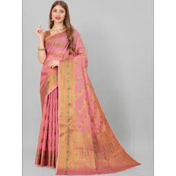 VS MALL Woven Design Zari Pure Cotton Banarasi Saree-picture-29