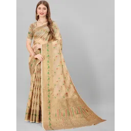 VS MALL Woven Design Zari Pure Cotton Banarasi Saree-picture-30