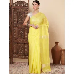 VS MALL Woven Design Zari Pure Linen Handloom Saree-picture-33
