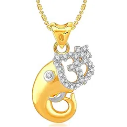 vshine fashion jewellery VSHINE Ganesh Ganpati God Pendant Lord Religious Idol Pendant Locket With Chain Gold Plated American Diamond Studded Collection Fashion Jewellery Charm For Women, Girls, Boys And Men-VSP1710G-picture-10