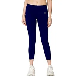 vstar FL03 Women Ankle Length Stretchable Slim Fit Leggings with Secured Side Pocket | Moisture-Wicking | Soft Waistband & Cotton-Elastane Fabric | L | Deep Navy-picture-26