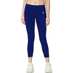 vstar FL03 Women Ankle Length Stretchable Slim Fit Leggings with Secured Side Pocket | Moisture-Wicking | Soft Waistband & Cotton-Elastane Fabric | M | Deep Blue-picture-24