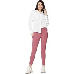 vstar PL02 Women Ankle Length Stretchable Slim Fit Leggings with Secured Side Pocket | Moisture-Wicking | Soft Waistband & Cotton-Elastane Fabric | M | Dark Peach-picture-30