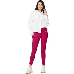 vstar PL02 Women Ankle Length Stretchable Slim Fit Leggings with Secured Side Pocket | Moisture-Wicking | Soft Waistband & Cotton-Elastane Fabric | XXL | Strawberry-picture-13