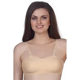 vstar She knitted crop top bra for women, Molded crop top bra with full coverage, seamless bra with detachable & additional transparent straps-picture-18