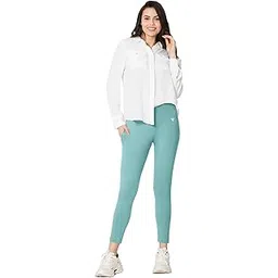 vstar Women Mid Rise Ankle Length Stretchable Petrol Leggings with Secured Side Pocket, Medium-picture-12