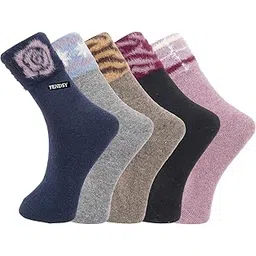 vt virtue traders Women's Cashmere Snow Socks - Winters Ankle Length Socks for Girls (Multi Colors)-picture-49