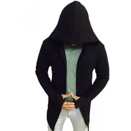 vuzzan Men Kimono Style Full Sleeve Black Shrug-picture-21