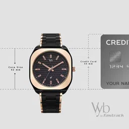 Vyb Aviator By Fastrack Quartz Analog Black Dial Two Toned Stainless Steel Strap Watch For Guys image 4