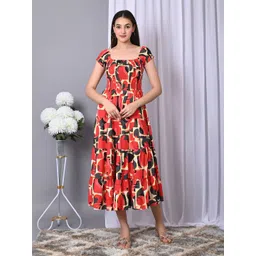 VYMO Floral Print Fit & Flare Maxi Dress image 1