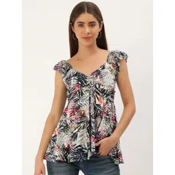VYMO Floral Print Twisted Top-picture-21