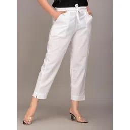 VYMO Women Cotton Slim Fit Easy Wash Cropped Trousers-picture-25