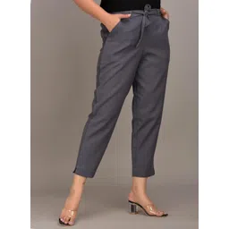 VYMO Women Slim Fit Easy Wash Mid-Rise Formal Trousers-picture-22