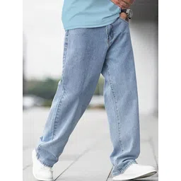 VYNTIQ Men Baggy Mid-Rise Low Distress Light Fade Non Stretchable Cotton Jeans-picture-32