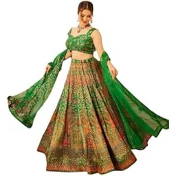 vynxel Women's Multicolor Printed Lehenga Choli with Blue Dupatta | Ethnic Navratri, Wedding & Party-picture-36