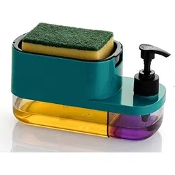 vyoox Kitchen Soap Dispenser with Sponge Holder, 2-Chamber Design, Pump Bottle for Dish Soap, Teal (Multi Colour)-picture-5