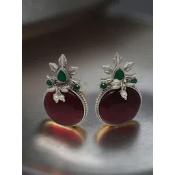 VYRA Aquamarine Studded Contemporary Drop Earrings-image-3