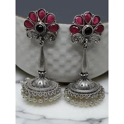 VYRA Aquamarine Studded Contemporary Drop Earrings-image-4