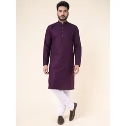W & G Men Regular Pure Cotton Kurta with Churidar-picture-19
