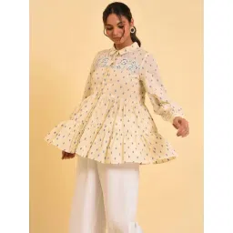 W Beige Cotton Embroidered Top-picture-20