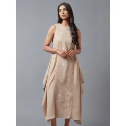 W Beige Ethnic Motifs A-Line Midi Dress-picture-43