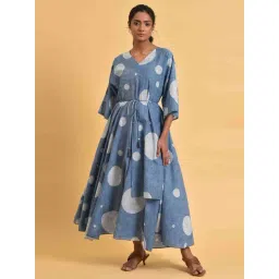 W Blue Cotton Printed Maxi Dress-picture-43