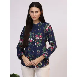 W Blue Floral Print Shirt-picture-23