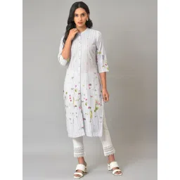 W Blue Floral Print Straight Kurta-picture-18