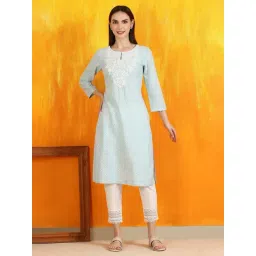 W Blue Printed Kurta-picture-41