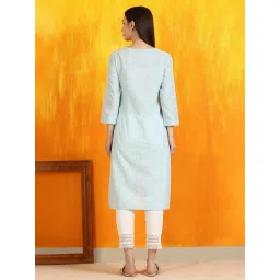 W Blue Printed Kurta image 2