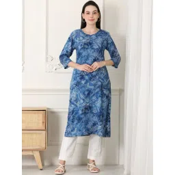 W Blue Printed Straight Kurta-picture-30