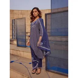 W Blue Printed Straight Kurta-picture-34