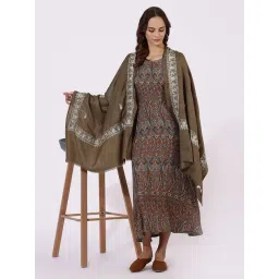 W Brown Polyester Printed Shawl-picture-35