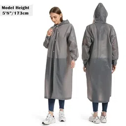 w+ EVA Waterproof Rain Coat Hooded Universal Outdoor Water Resistant Portable Suit for Men Women Boys & Girls (Grey) image 5