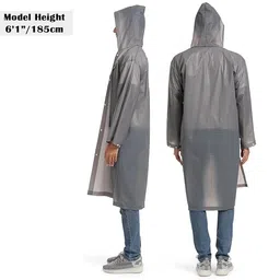 w+ EVA Waterproof Rain Coat Hooded Universal Outdoor Water Resistant Portable Suit for Men Women Boys & Girls (Grey) image 4
