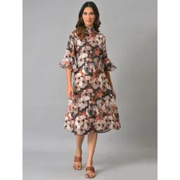 W Floral A-Line Midi Cotton Dress-picture-28