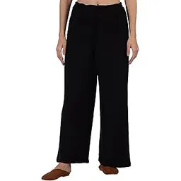 w for woman Maroon Solid Acrylic Parallel Pants-picture-40