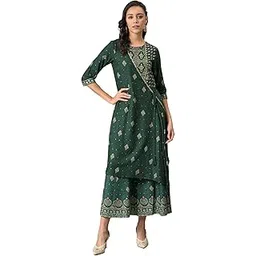 w for woman Rayon Printed Angrakha Maxi Jumpsuit for Women, Coordinated Outfit-picture-39