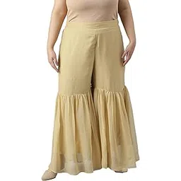 w for woman Women High Rise Chiffon Strechable Sharara Regular Fit Bottom | Chiffon Sharara-picture-30