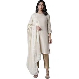 w for woman Women's Cotton Blend Anarkali Salwar Suit Set-picture-48