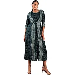 w for woman Women's Rayon Liva Eco Teal Printed Flared Mock Layered Kimono Jumpsuit Standard Length-picture-43