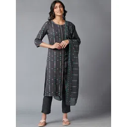 W Geometric Print Rayon Kurta With Slim Pant & Dupatta-picture-18