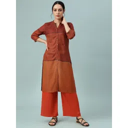 W Geometric Printed Regular Mandarin Collar Straight Kurta With Trousers-picture-14