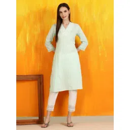 W Green Embroidered Kurta-picture-21