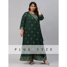 W Green Floral Print A-Line Jumpsuit-picture-11