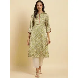 W Green Printed Straight Kurta-picture-28