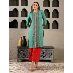 W Green Printed Straight Kurta-picture-27