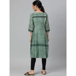 W Green Printed Straight Kurta image 2