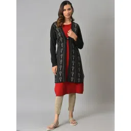 W Grey Printed Long Cardigan-picture-48